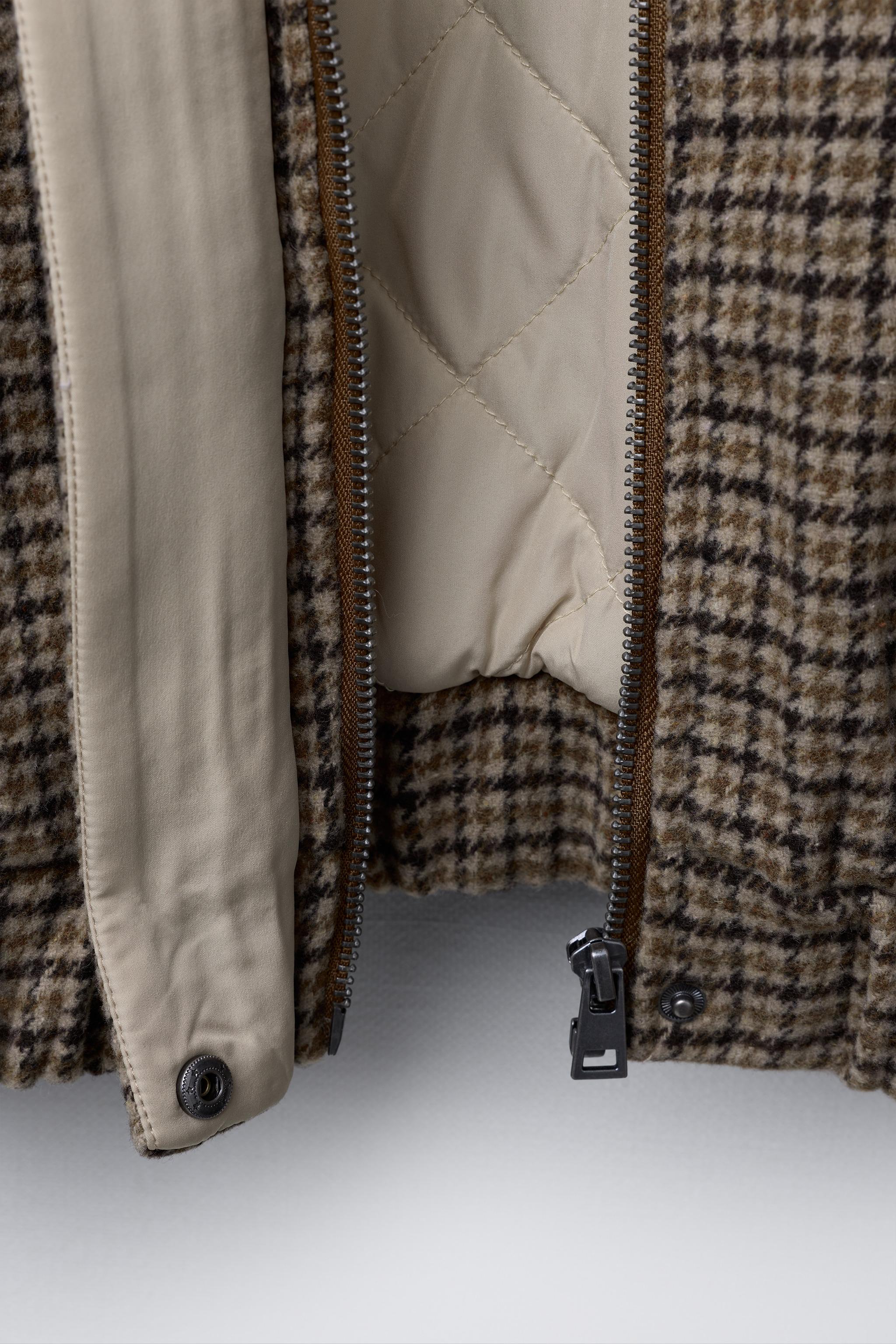 PLAID FAUX FUR COLLAR BOMBER JACKET